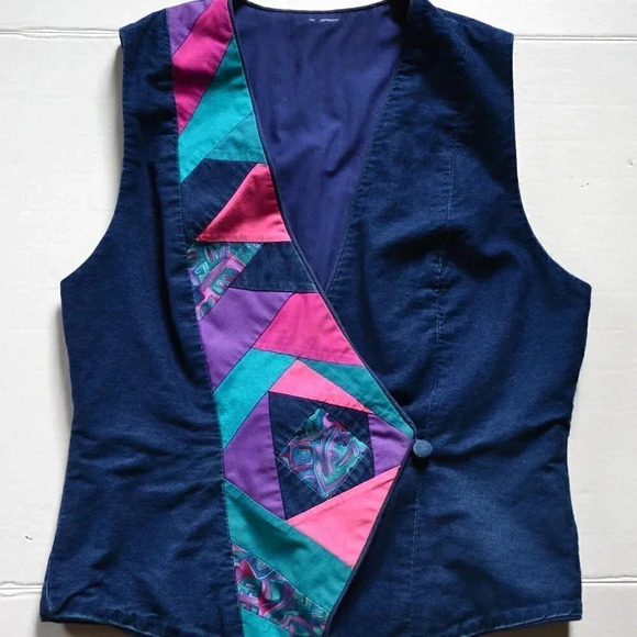 Handmade Denim Patchwork  Vest - Picture 3 of 9